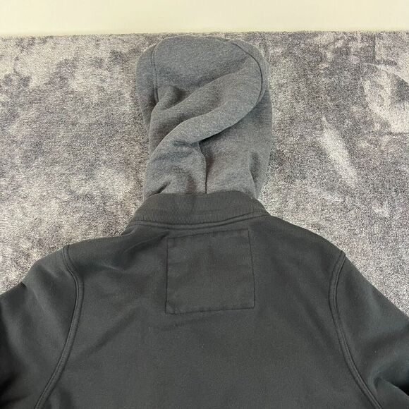 SOLD Abercrombie & Fitch Hooded Fleece Lined Jacket Black Gray Snap Button Men's - Picture 8 of 11